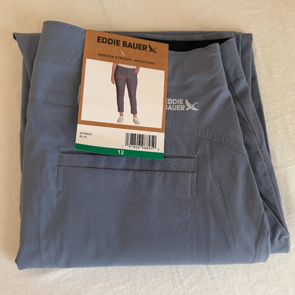 Eddie Bauer Women's Horizon Straight Ankle Pant Size 12 Blue Outdoor Casual NEW - Picture 16 of 16